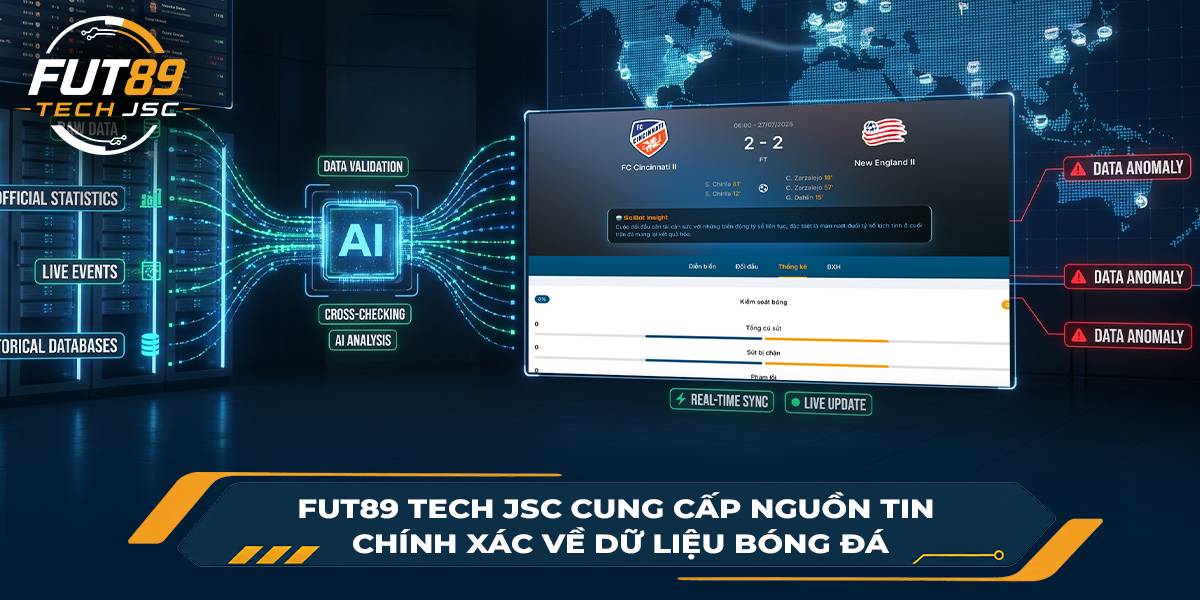 FUT89 Tech JSC cung cấp nguồn tin chính xác về dữ liệu bóng đá